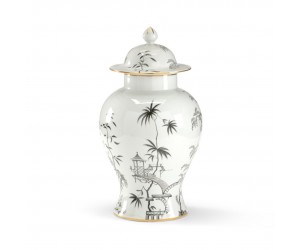 Ваза с крышкой фарфоровая Black/White Chinoiserie Jar