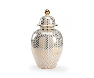 Ваза с крышкой керамическая Herringbone Coverd Urn - Gold