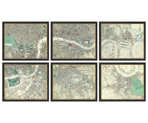 Сет из 6 постеров LONDON SIX PIECE MAP