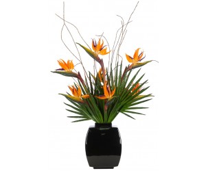 Цветы BIRD OF PARADISE, ORANGE, CERAMIC VASE