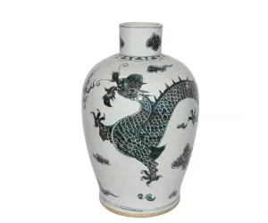 Ваза Керамическая Блу Энд Уайт Порселин Баластер – Дрэгон Мотиф (Blue And White Porcelain Baluster Vase Dragon Motif)