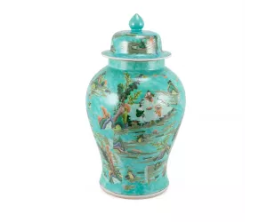 Ваза Чиноизери Ландскейп Темпл Джар (Chinoiserie Landscape Temple Jar, зеленая)