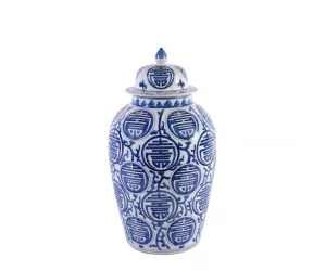 Ваза Лонгевити Хевен Джар (Longevity Heaven Jar, бело-голубая фарфоровая)
