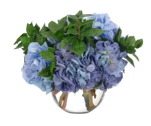 Цветы Гортензия сине-фиолетовая (Hydrangea, Blue Purple Glass Bubble), в стеклянном шаре