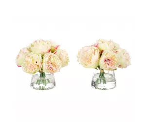 Цветы Пиони (Peony), оранжевые, в стеклянной вазе