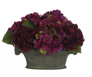Цветы Гортензия (Hydrangea, фиолетовые), в смоляной овальной вазе