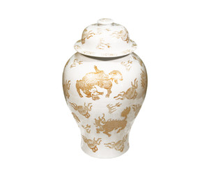 Ваза White Temple Jar Gold Kylin - 18H