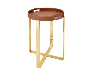 Приставной столик WYATT TRAY W STAND BROWN GOLD