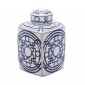 Ваза бело-голубая квадратная Tea Jar With Pattern of Lines большая