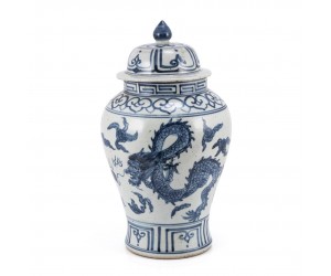 Ваза бело-голубая фарфоровая малая Temple Jar With Dragon