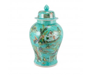 Ваза зеленая Chinoiserie Landscape Temple Jar