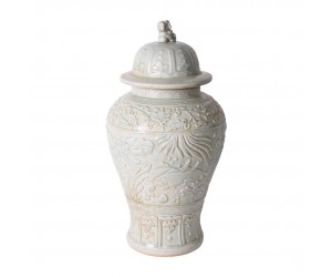 Ваза фарфоровая Sage Green Embossed Fish Temple Jar